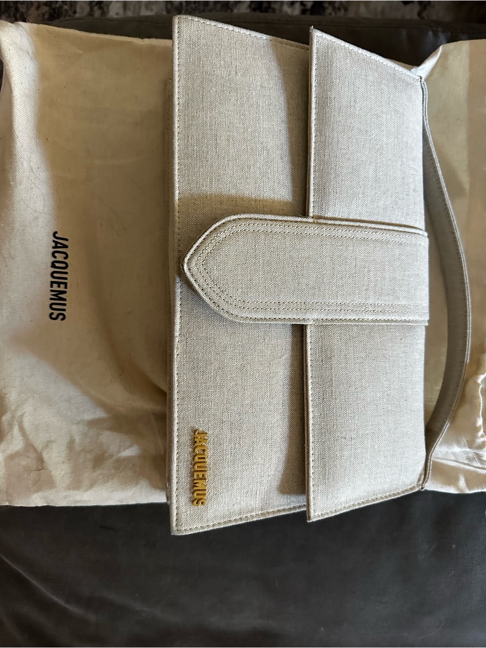Jacquemus Beige Canvas Crossbody Bag with Gold Hardware - Picture 5 of 7